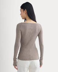 Tissue Boatneck Top | Heathered Chocolate Chip