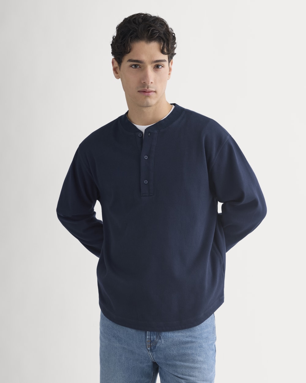 Vintage Rib Henley | Navy