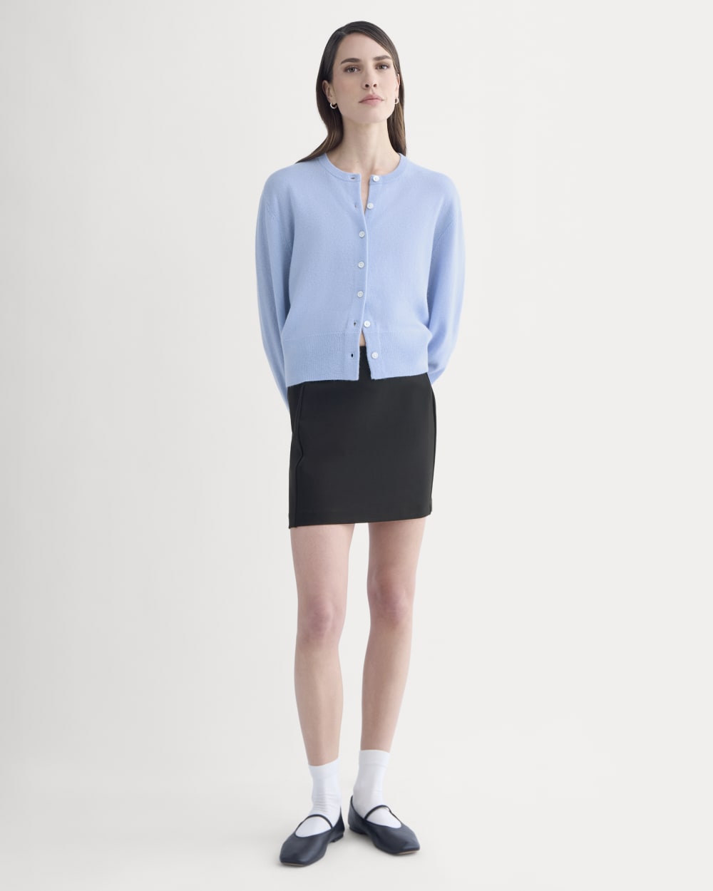 Cashmere Cropped Cardigan | Open Air Blue