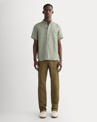 The Classic Short-Sleeve Shirt in Linen | Sage Green