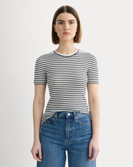 The Sweater Tee in Ultrasoft Merino | Bone/Navy