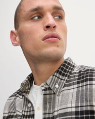 The Brushed Flannel Shirt | Light Heather Oat / Black