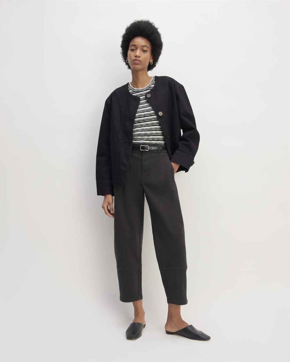 The Denim Barrel Jacket | Black