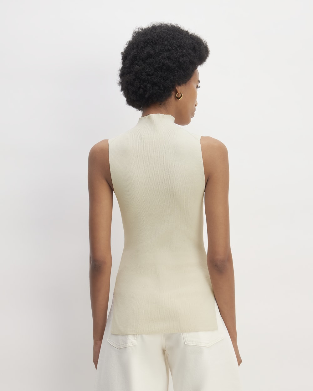 The Viscose Mock Neck Top | Beige