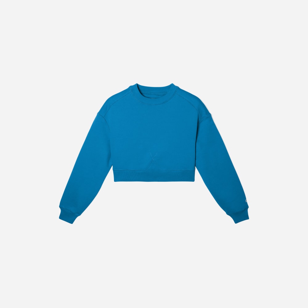 The Organic Cotton Cropped Crew | Horizon Blue