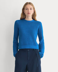 Open Knit Long-Sleeve Crew in Everyday Cotton | Imperial Blue