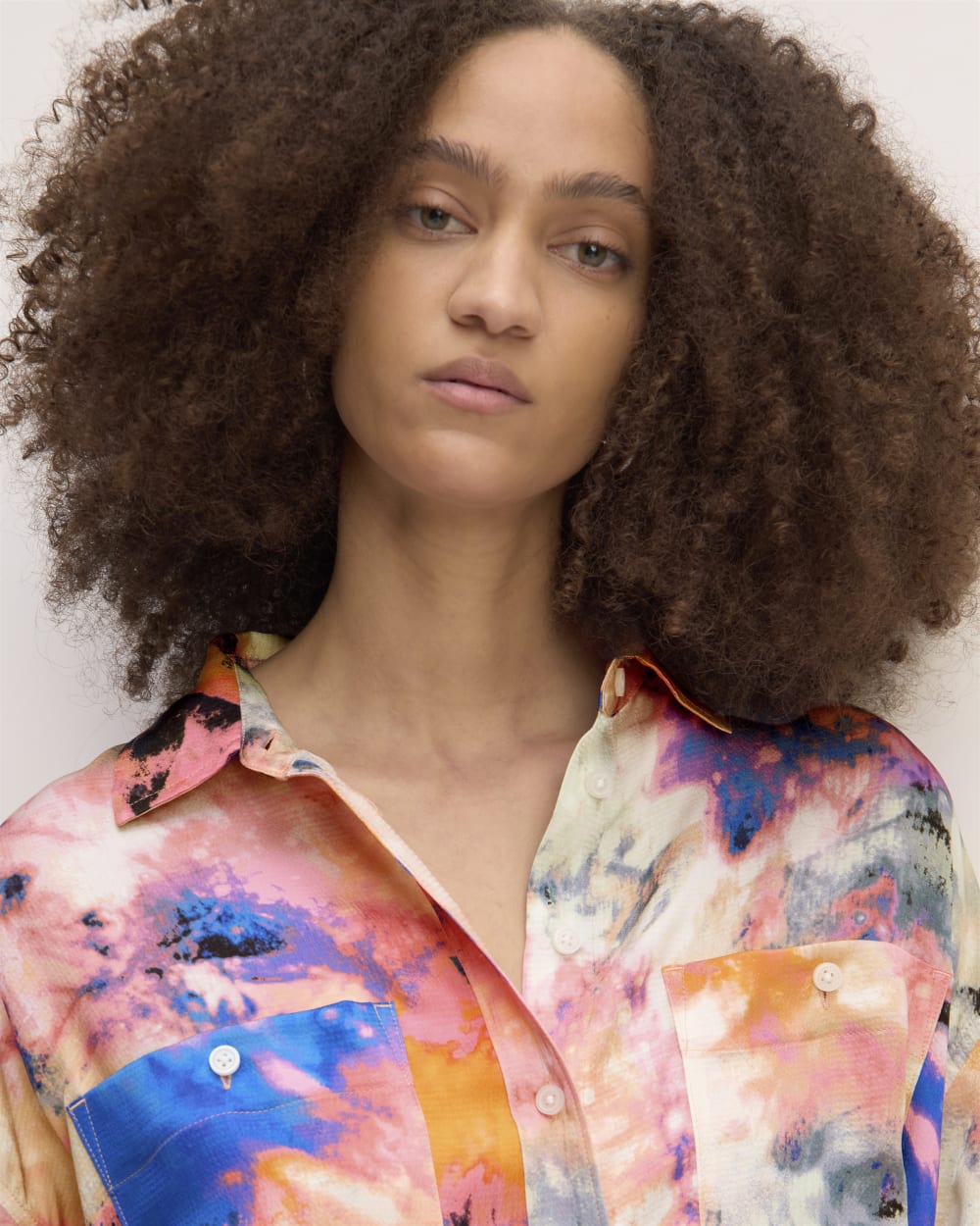 The Everlane x Marques' Almeida Satin Tie-Dye Shirt | Multi Tie-Dye