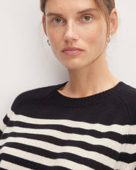 The Boxy Crew in Cashmere | Black / Bone