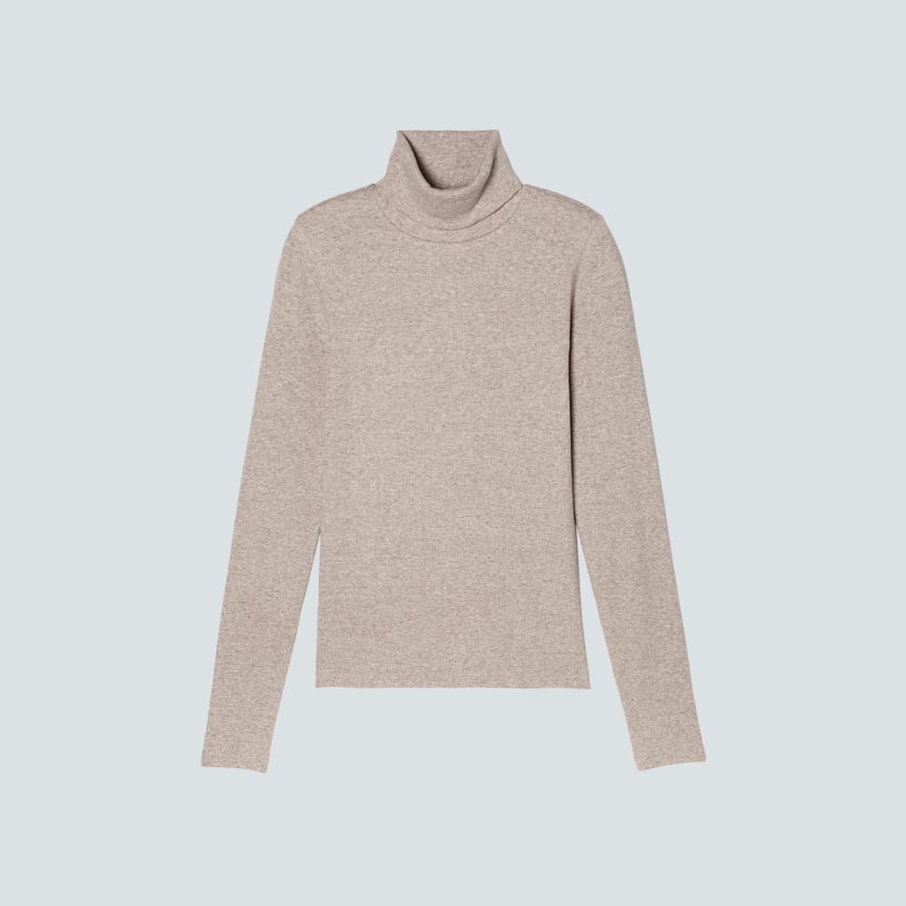 The Luxe Rib Turtleneck | Heathered Meringue
