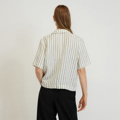 The Linen Workwear Shirt | Black / Canvas Tan