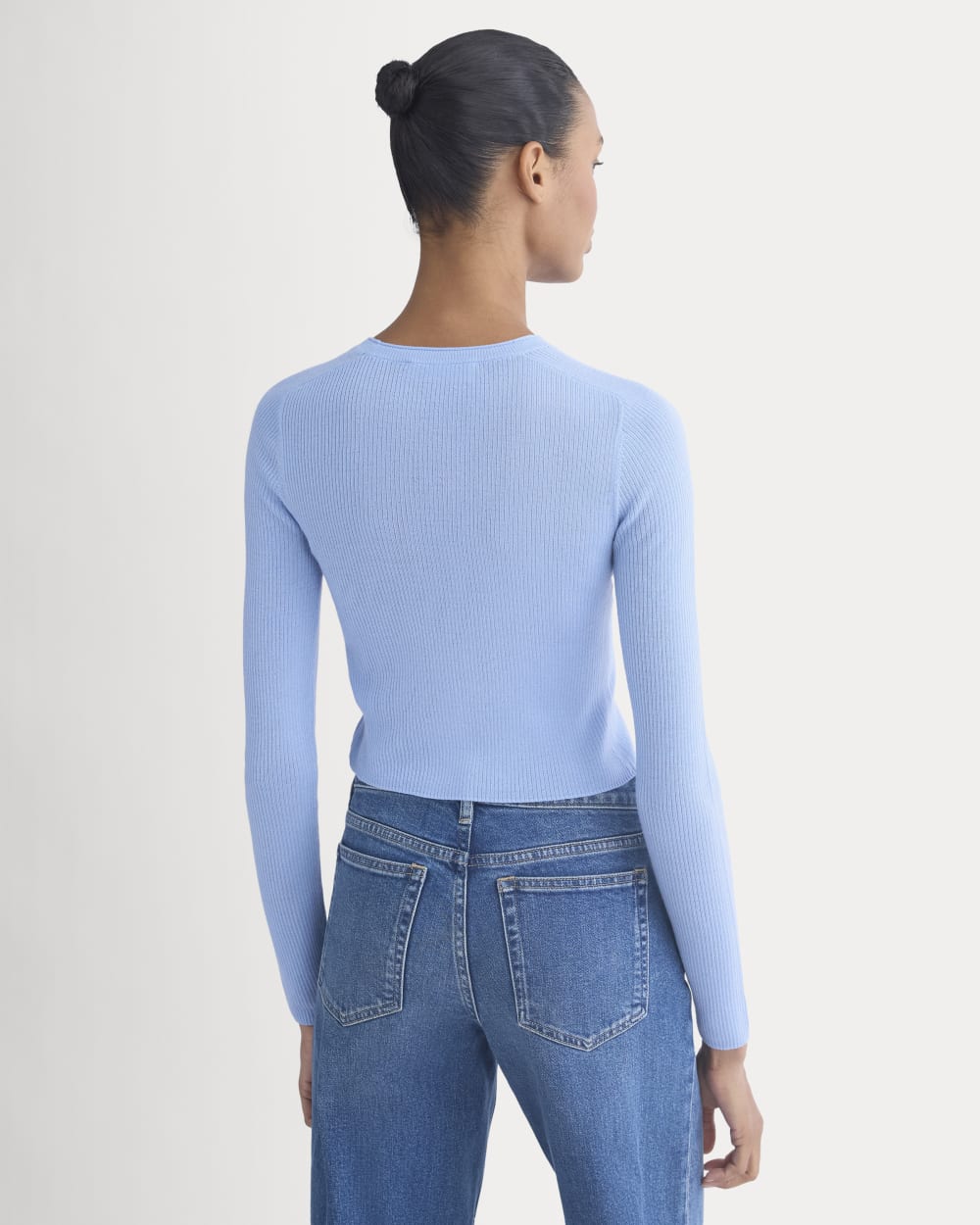 The Cropped Crew Top in Ultrafine Merino | Open Air Blue