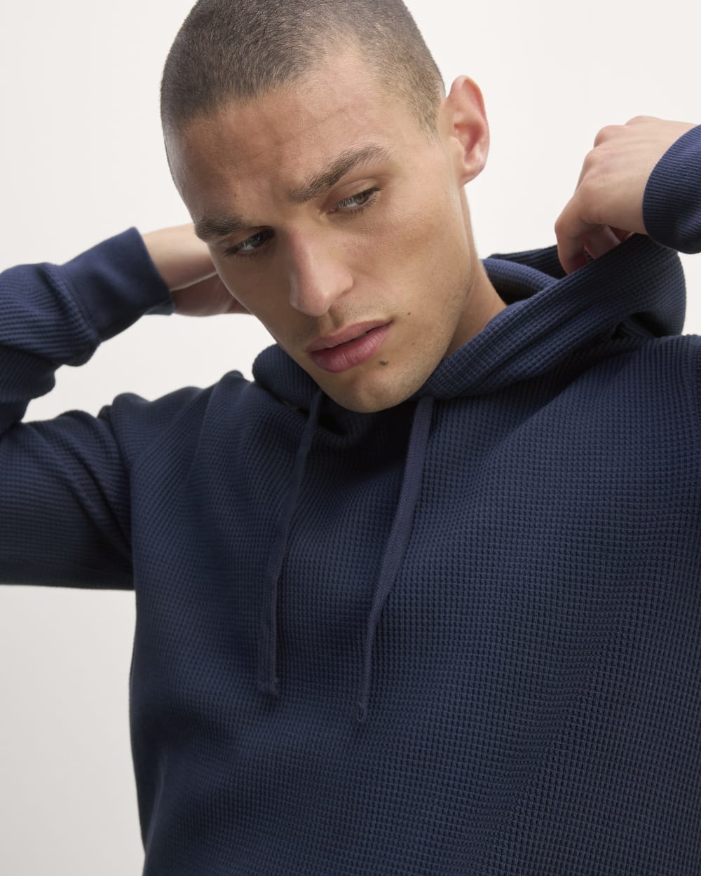 The Waffle-Knit Hoodie | Navy