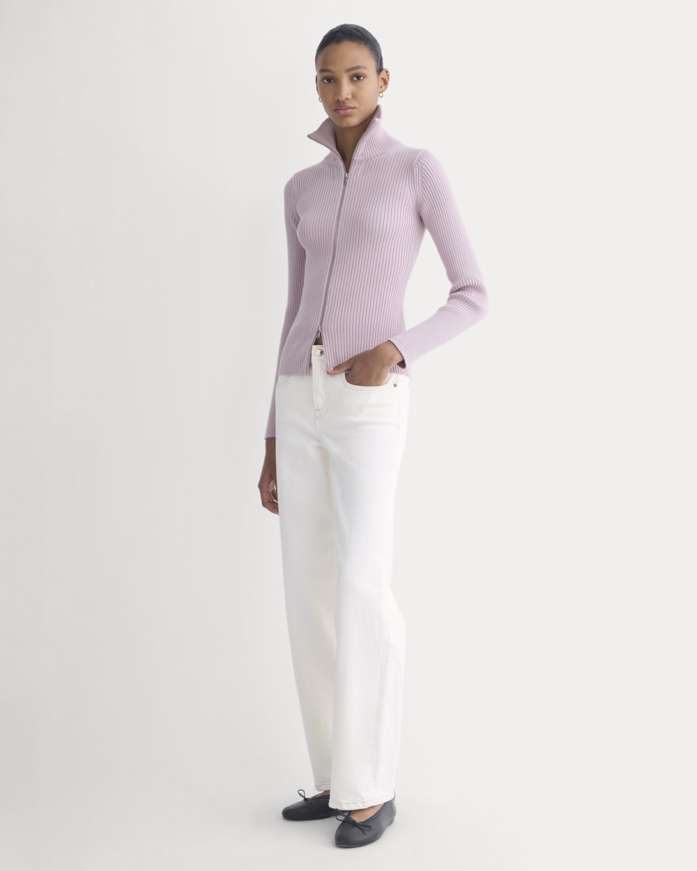 Full-Zip Ribbed Jacket in Everyday Cotton | Burnished Lilac