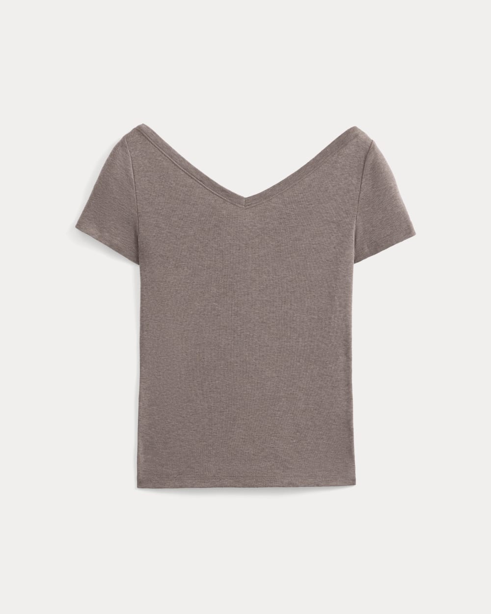 Tissue Short-Sleeve V-Neck Top | Heathered Chocolate Chip