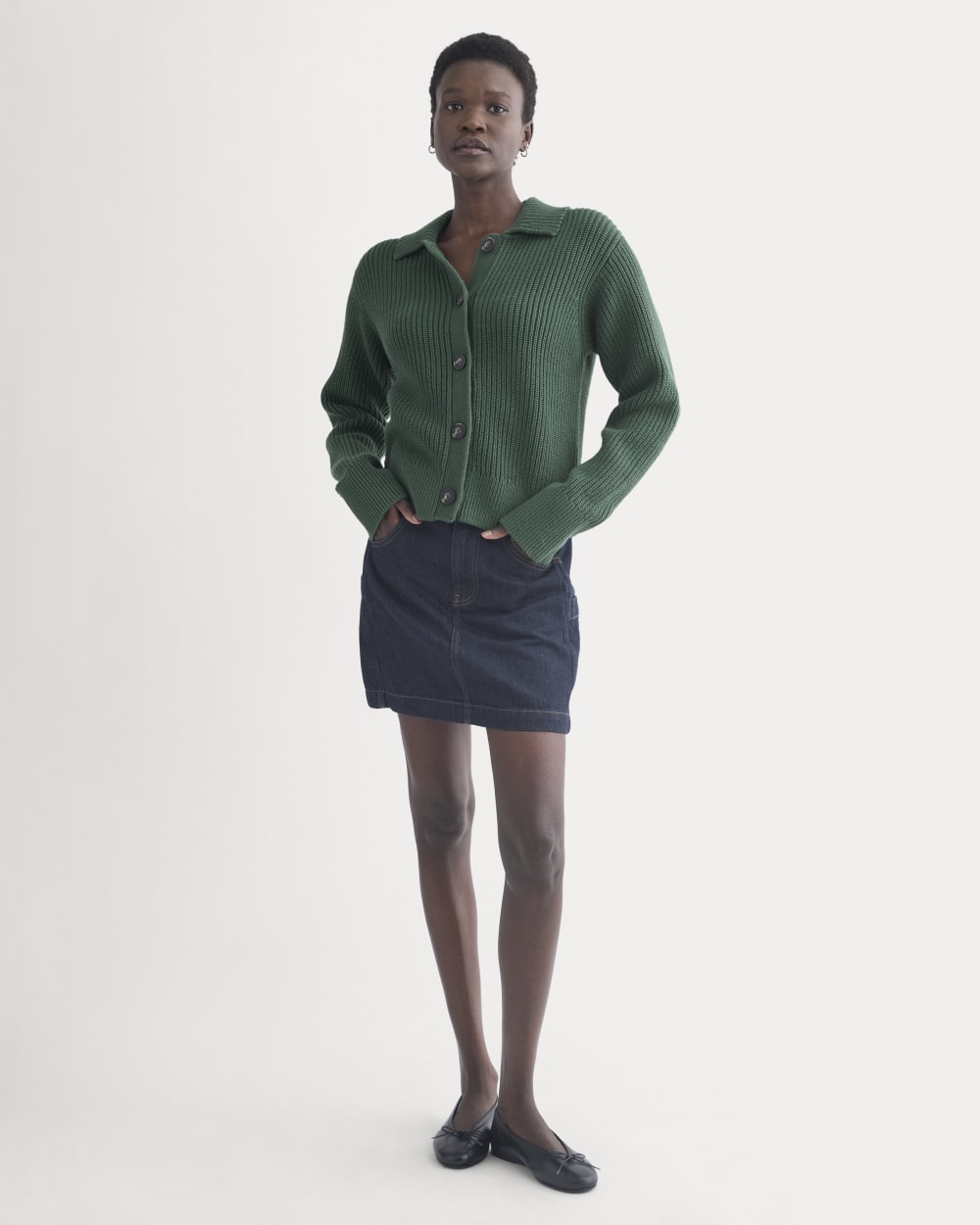 Shrunken Cardigan in Everyday Cotton | Hunter Green