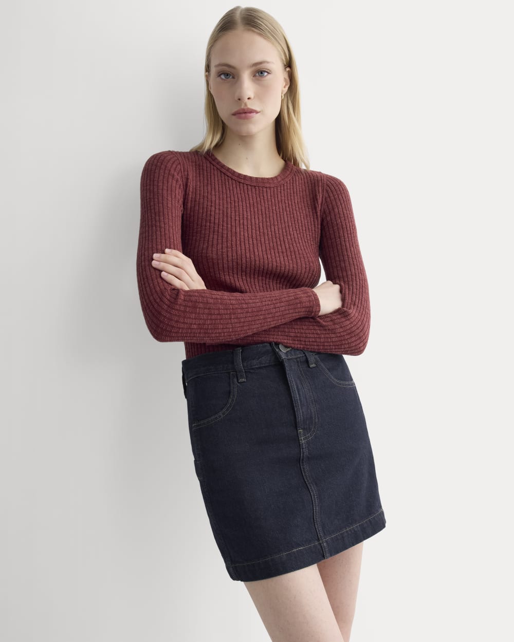 The Cozy Rib Long-Sleeve Tee | Pomegranate