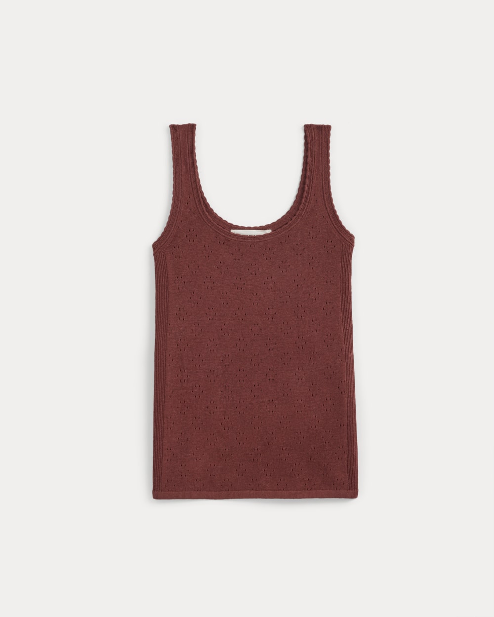 Lace-Trimmed Tank in Fine Linen | Henna Red