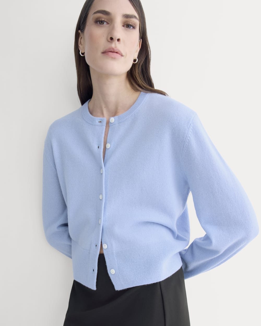 Cashmere Cropped Cardigan | Open Air Blue