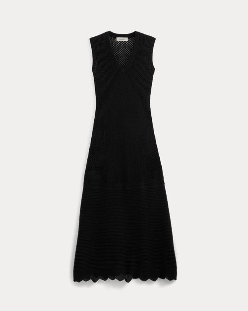 Lace Knit Maxi Sweater Dress | Black