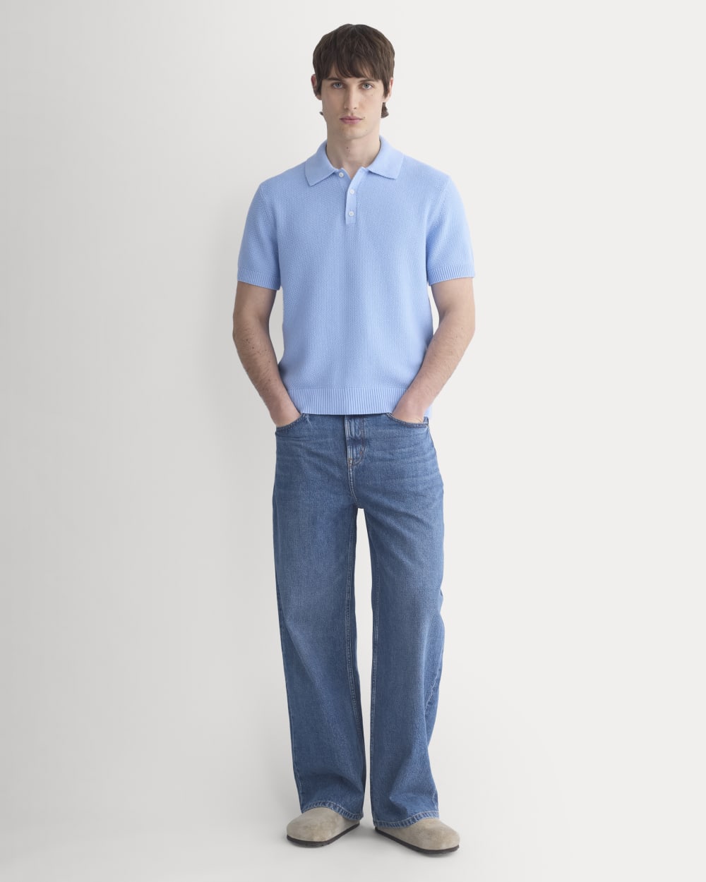 Seed Stitch Polo | Open Air Blue