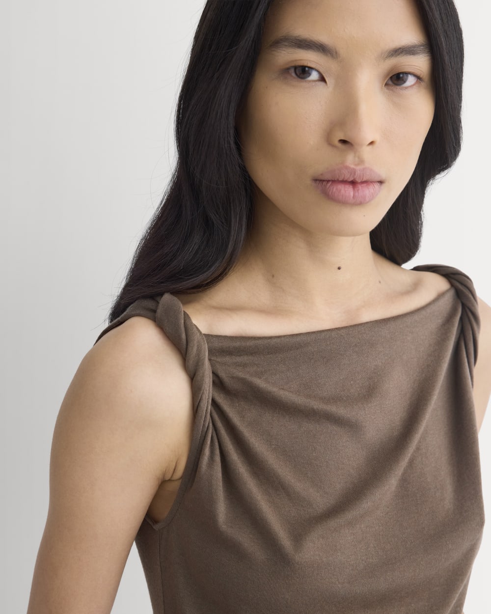 Cowl Neck Twist Tank in Butterluxe | Deep Taupe