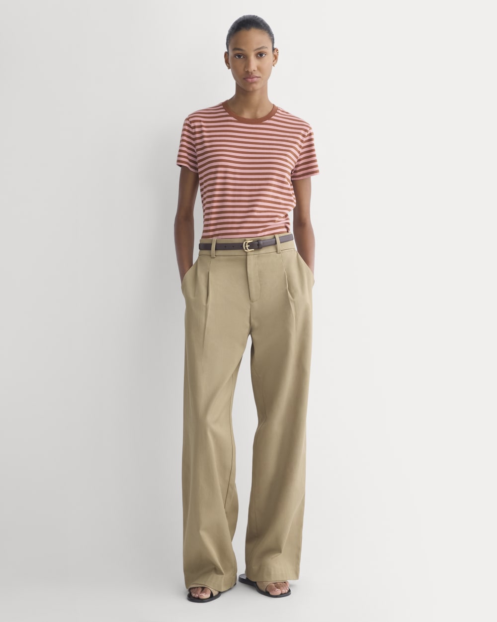 The Box-Cut Tee in Essential Cotton | Toffee/Pink | No Pocket