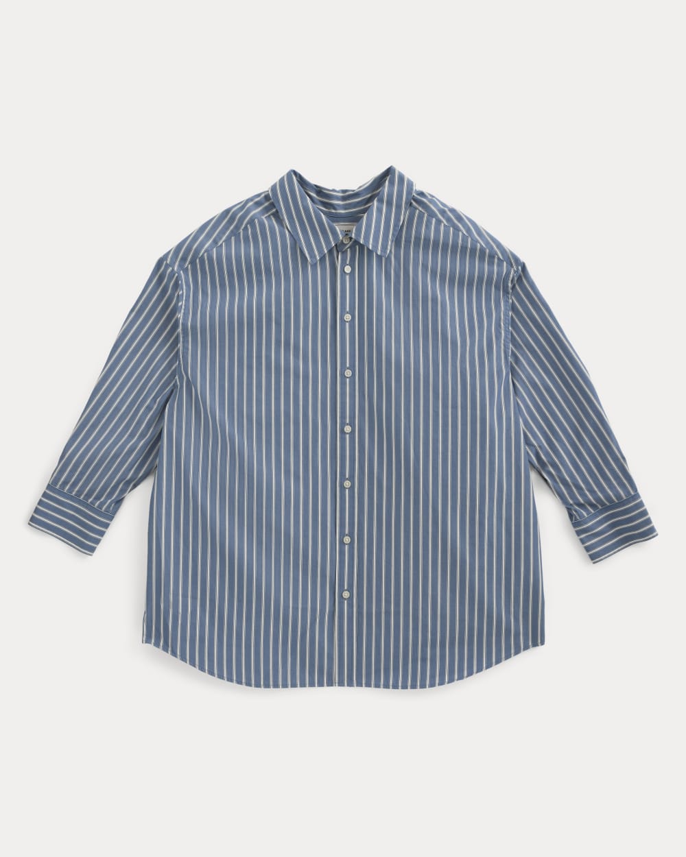 Back-Tie Oversized Shirt in Washed Poplin | Dutch Blue / Bone