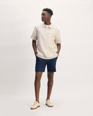 The Linen Short-Sleeve Popover Shirt | Bone / Cornstalk