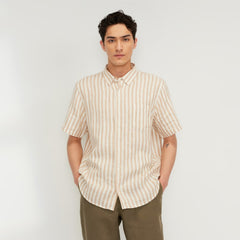 The Classic Short-Sleeve Shirt in Linen | Bone / Caramel