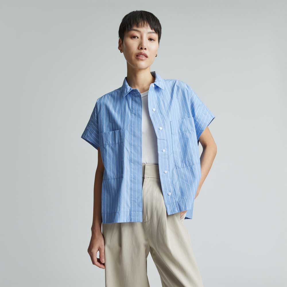 The Short-Sleeve Box Shirt |  Mariner Blue / White