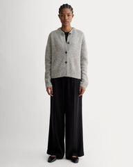 The Crew Cardigan in Alpaca | Heather Stone Grey