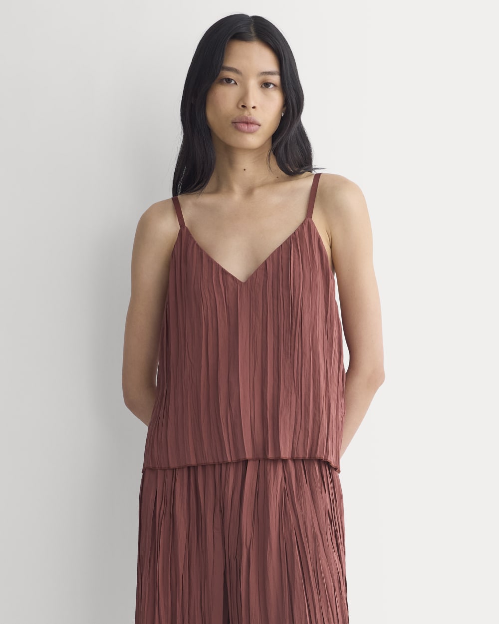 Crinkle Trapeze Tank | Henna Red