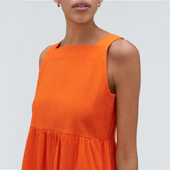 The Seersucker Midi Dress | Bright Orange