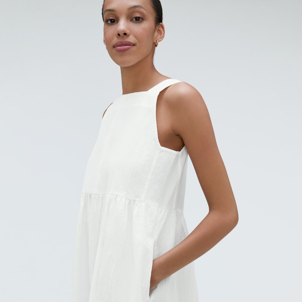 The Seersucker Midi Dress | White