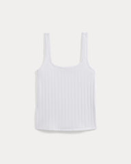 Scoop-Neck Tank in Pointelle | White