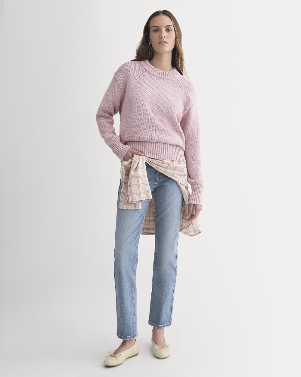 Oversized Cocoon Crew in Elevated Cotton | Burnished Lilac