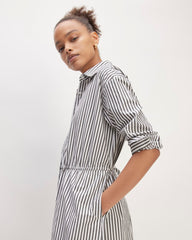 The Supima® Cotton Midi Shirt Dress | Optic White / Black