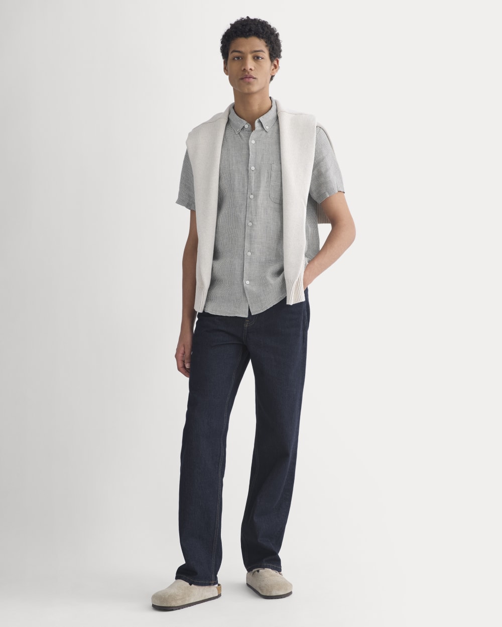 The Classic Short-Sleeve Shirt in Linen | Agave / Bone