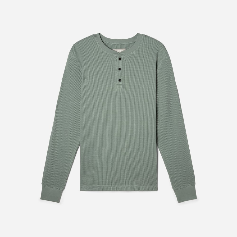 The Waffle Long-Sleeve Henley Tee | Lily Pad