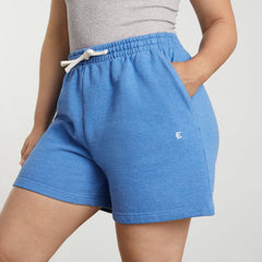 The Track Long Sweatshort | Heathered Denim