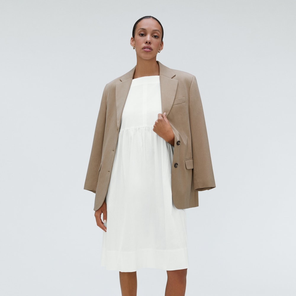 The Seersucker Midi Dress | White