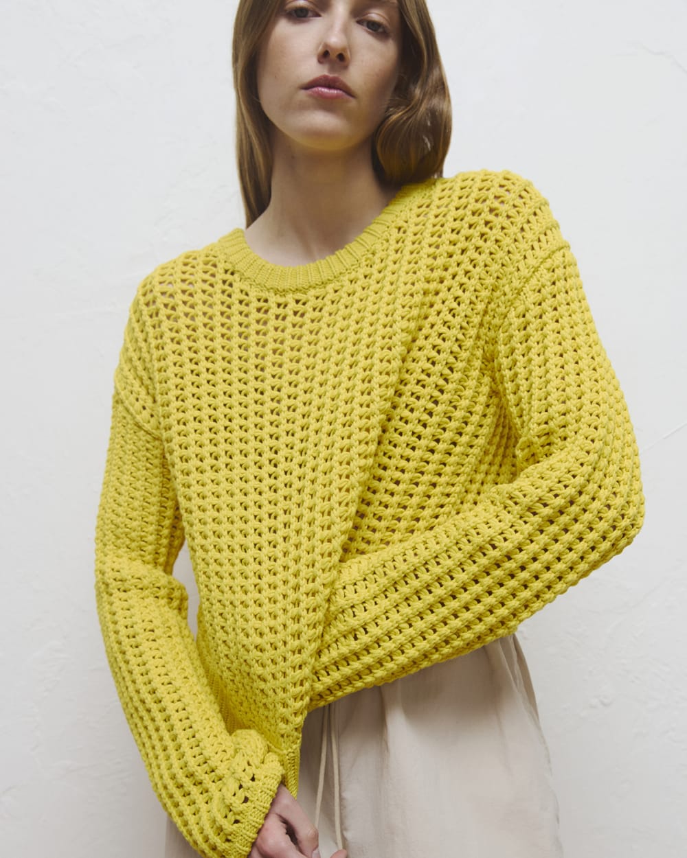 Open-Knit Crew in Elevated Cotton | Passion Fruit