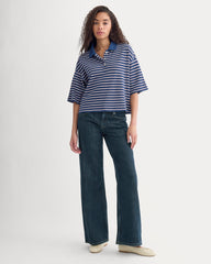 Pique Boxy Polo | Estate Blue/Henna/Gardenia