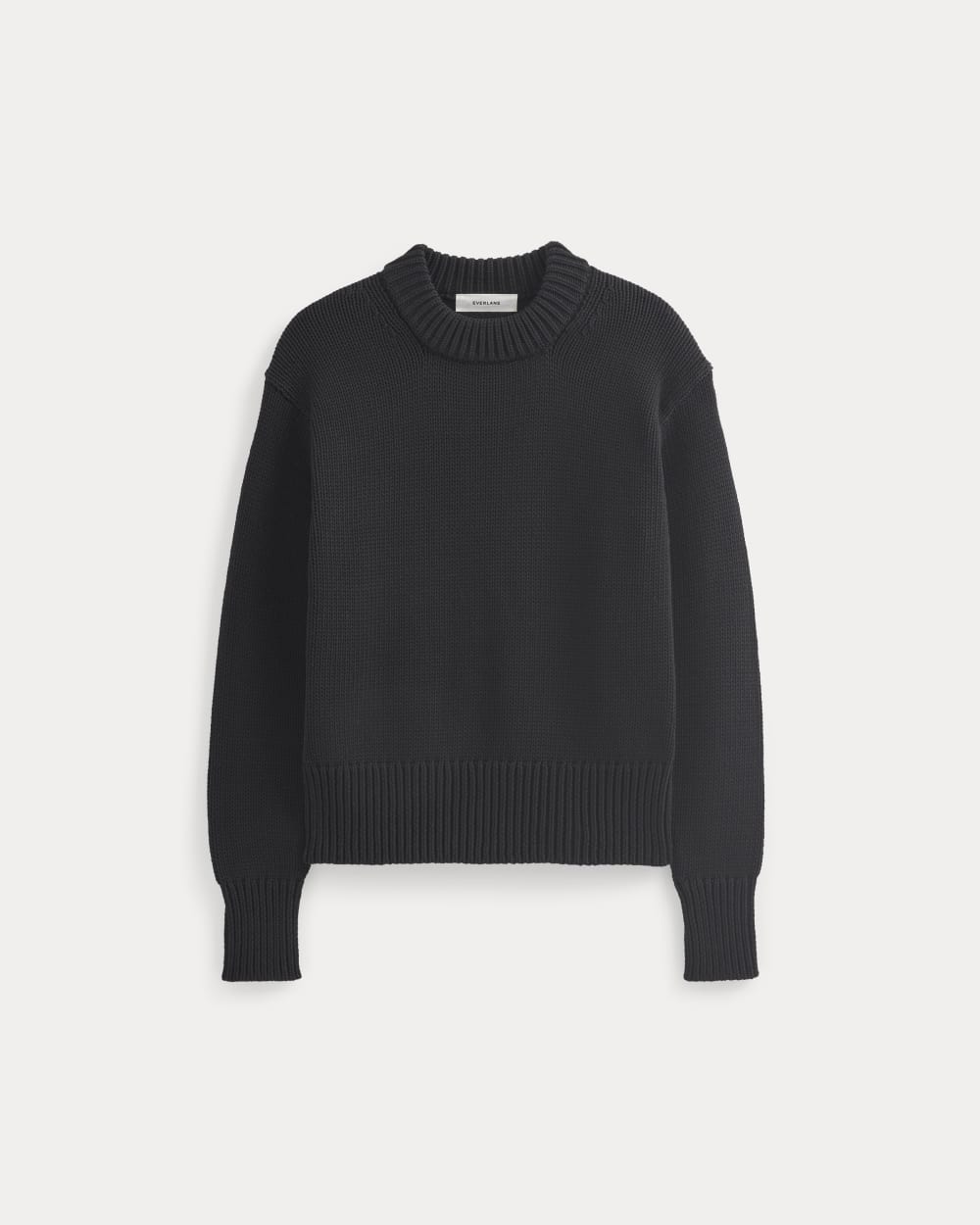 Oversized Cocoon Crew in Elevated Cotton | Black