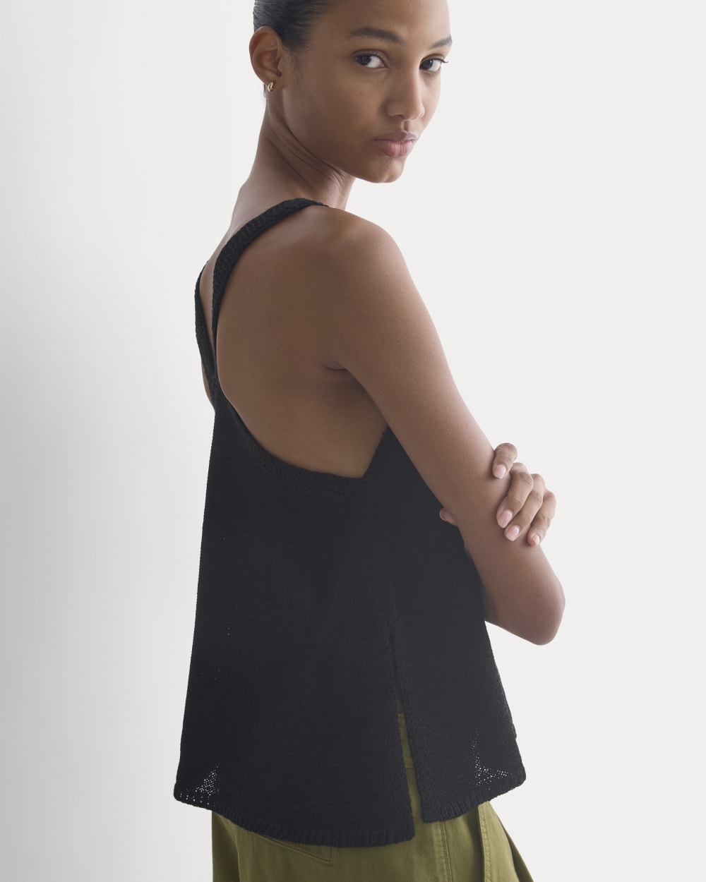 Racerback V-Neck Sweater | Black