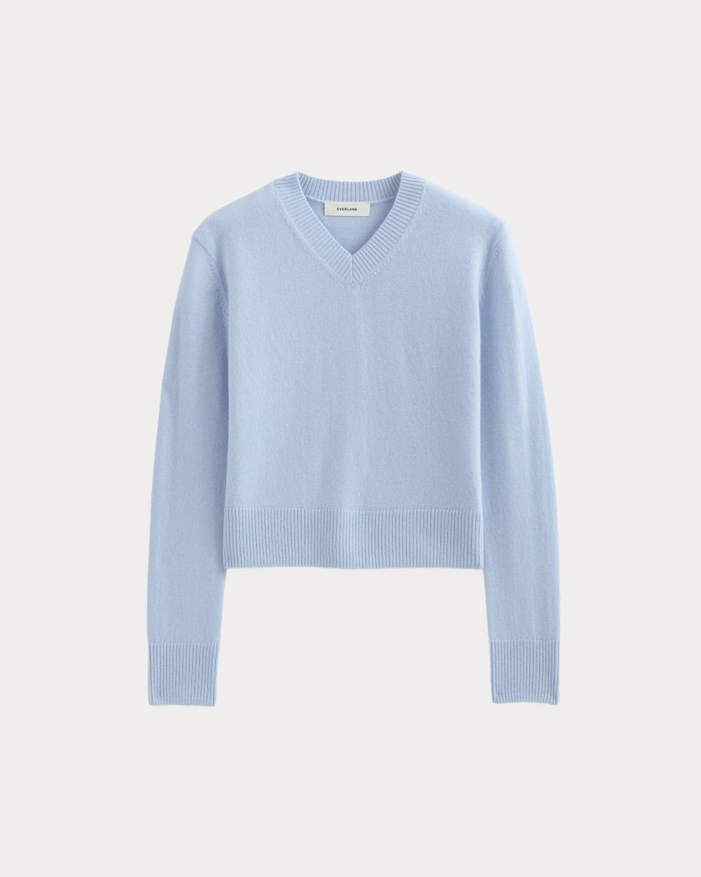 Cashmere Cropped High-V Sweater | Open Air Blue