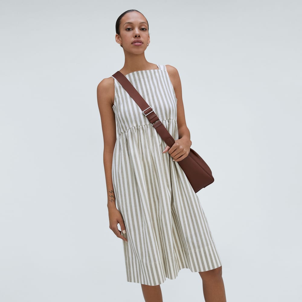The Seersucker Midi Dress | Nutria / Off-White