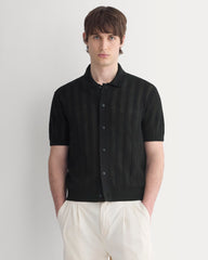 Textured Knit Resort Shirt | Black
