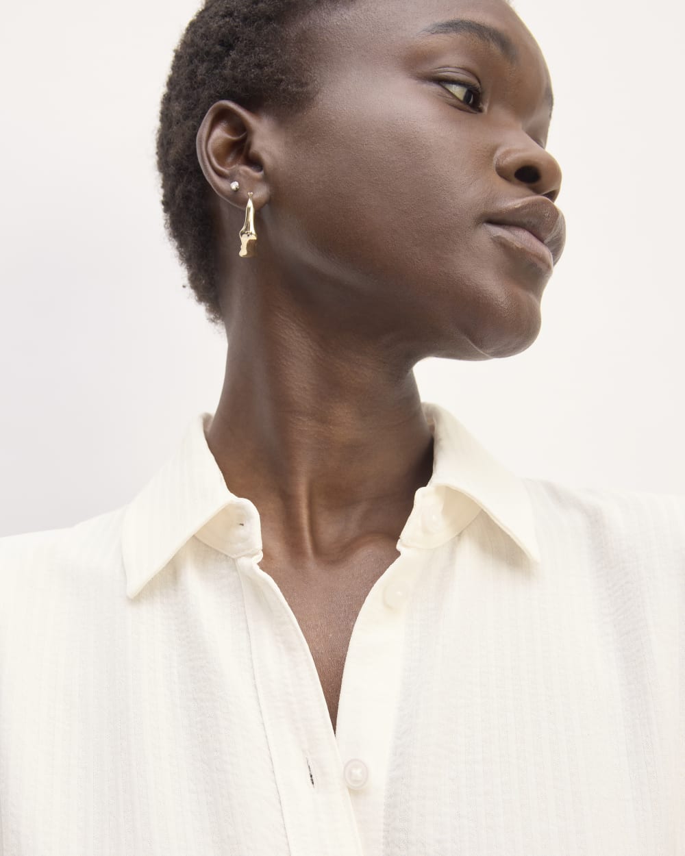 The Mini Jacquard Stripe Shirt Dress | Bone