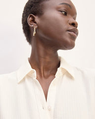 The Mini Jacquard Stripe Shirt Dress | Bone